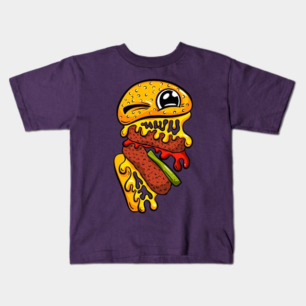 Burger Time! Cherry Cheeseburger Take a Bite Kids T-Shirt by Squeeb Creative